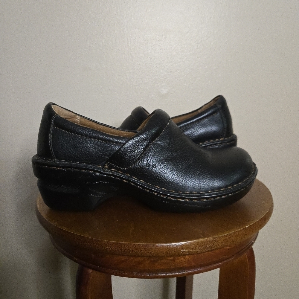 Born Black Leather Clogs